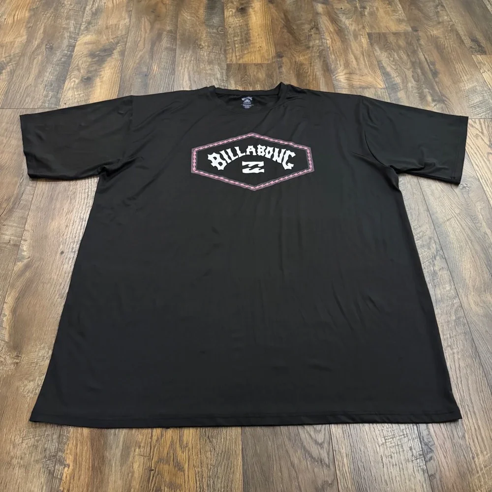 Billabong Rash Guard Mens 3XLT Black UPF 50+ Sun Protection Swim Shirt Logo 3XL